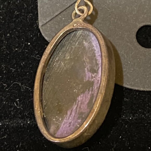 1" x 5/8" Chaorite Purple Sterling Silver 925 Dangle Earrings - Picture 6 of 7